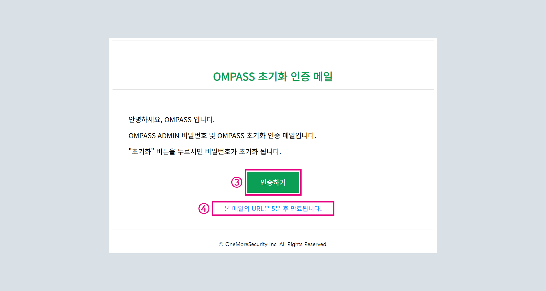 비밀번호 초기화 인증 메일